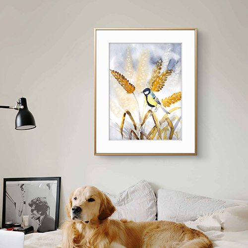 original watercolor Marta Konieczny present   gift for woman  for girl  for friend  for bedroom  present  beauty  best  professional 
 Hahnemuhle paper  40x30 cm  delicate  nature  mint  green  blue  gray